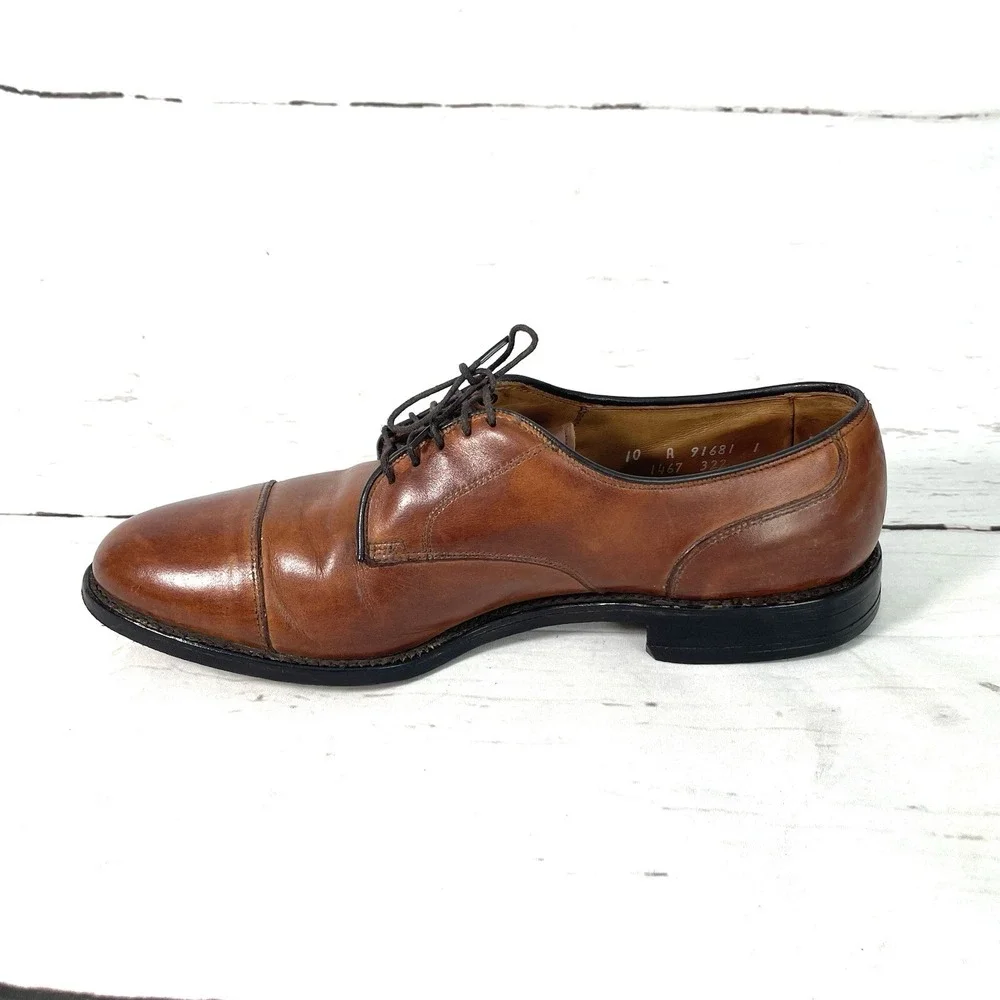 Allen Edmonds Margate Shoes Men's 10A Brown Oxfords Leather Cap Toe